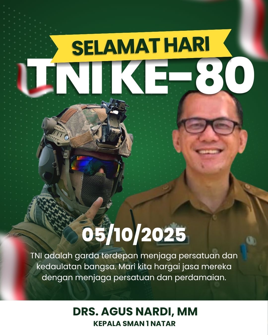 SMAN 1 Natar Sampaikan Ucapan Selamat HUT ke-80 TNI