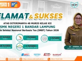 48 Siswa SMKN 1 Bandar Lampung Lolos SNBT 2026, Tingkat Kelulusan Capai 73,85 Persen